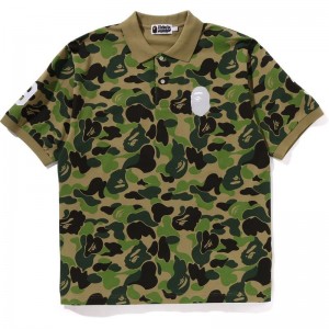 Men Bape Abc Camo Large Ape Head Polo Relaxed Fit T Shirts Green USA | CW5943693