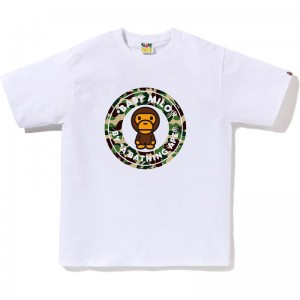 Men Bape Abc Camo Milo Busy Works Tee T Shirts White Green USA | FR2117517