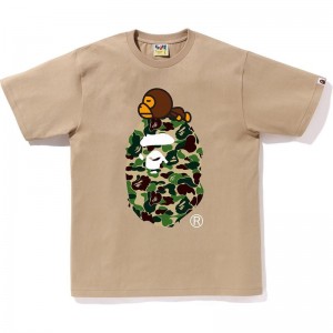 Men Bape Abc Camo Milo On Big Ape Tee T Shirts Beige Green USA | KB4032902