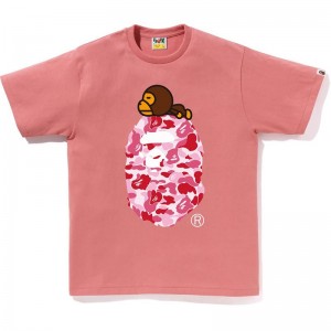Men Bape Abc Camo Milo On Big Ape Tee T Shirts Pink USA | RG8064504