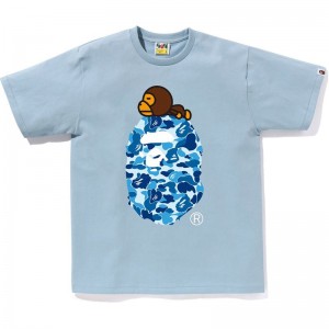 Men Bape Abc Camo Milo On Big Ape Tee T Shirts Blue USA | XE3386636