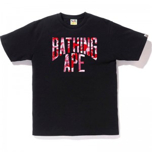 Men Bape Abc Camo Nyc Logo Tee T Shirts Black Pink USA | ZX2176116