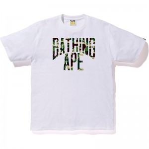 Men Bape Abc Camo Nyc Logo Tee T Shirts White Green USA | HK8772372