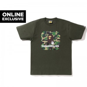 Men Bape Abc Camo Online Tee Bapec T Shirts Navy USA | YD2142812