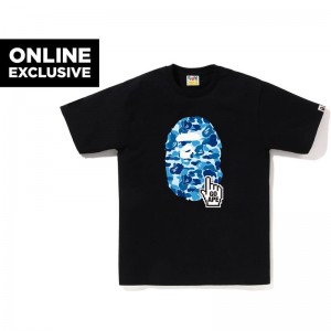 Men Bape Abc Camo Online Tee Bapec T Shirts Black Blue USA | OV0716576