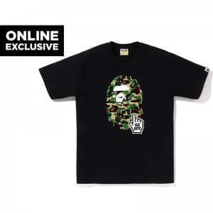 Men Bape Abc Camo Online Tee Bapec T Shirts Black Green USA | UM5732172
