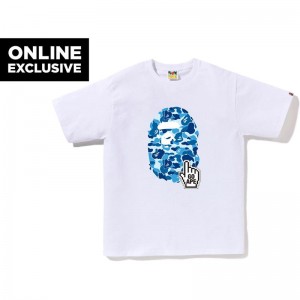 Men Bape Abc Camo Online Tee Bapec T Shirts White Blue USA | HC0046306