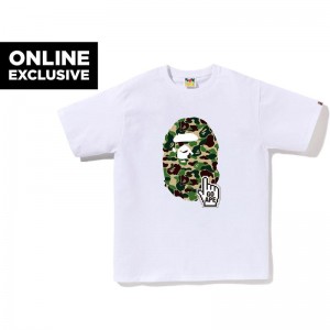 Men Bape Abc Camo Online Tee Bapec T Shirts White Green USA | NU1739979