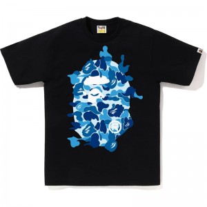 Men Bape Abc Camo Rebuild Big Ape Head Tee T Shirts Black Blue USA | SN9877787
