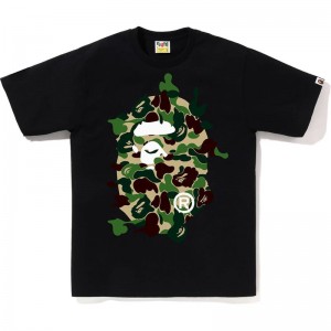 Men Bape Abc Camo Rebuild Big Ape Head Tee T Shirts Black Green USA | WZ4167617