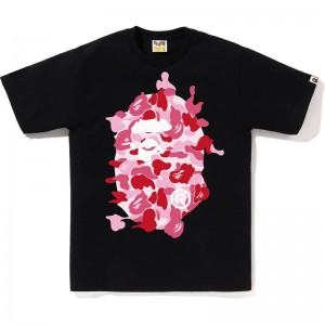 Men Bape Abc Camo Rebuild Big Ape Head Tee T Shirts Black Pink USA | QQ3727877