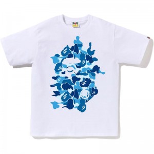 Men Bape Abc Camo Rebuild Big Ape Head Tee T Shirts White Blue USA | IL6896386