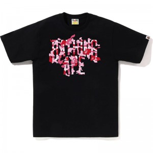 Men Bape Abc Camo Rebuild Nyc Logo Tee T Shirts Black Pink USA | BJ3608568