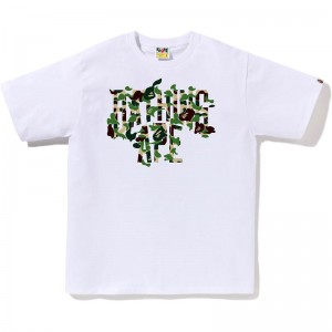 Men Bape Abc Camo Rebuild Nyc Logo Tee T Shirts White Green USA | UH7150310
