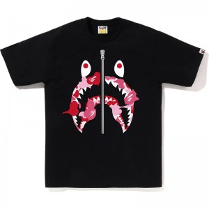 Men Bape Abc Camo Rebuild Shark Tee T Shirts Black Pink USA | RY3770270