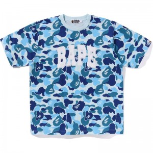 Men Bape Abc Camo Relaxed Fit Logo Tee Cut And Sewn Blue USA | LE7824384