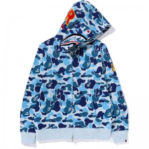 Men Bape Abc Camo Shark Full Zip Hoodie Hoodie Blue USA | RW0232222