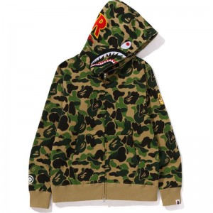 Men Bape Abc Camo Shark Full Zip Hoodie Hoodie Green USA | ZR6318838