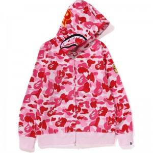 Men Bape Abc Camo Shark Full Zip Hoodie Hoodie Pink USA | QE4218328