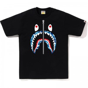 Men Bape Abc Camo Shark Tee T Shirts Black Blue USA | MO4492042