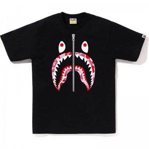 Men Bape Abc Camo Shark Tee T Shirts Black Pink USA | YA3425545
