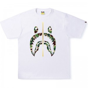 Men Bape Abc Camo Shark Tee T Shirts White Green USA | BB2325735