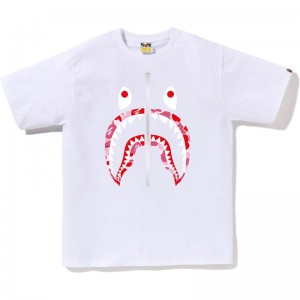 Men Bape Abc Camo Shark Tee T Shirts White Pink USA | FZ5842282
