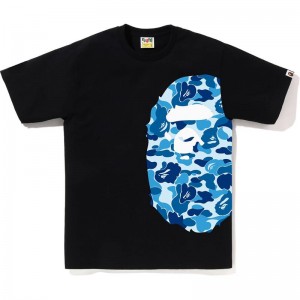 Men Bape Abc Camo Side Big Ape Head Tee T Shirts Black Blue USA | KT2122712