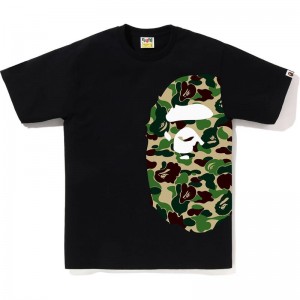 Men Bape Abc Camo Side Big Ape Head Tee T Shirts Black Green USA | BQ9255525