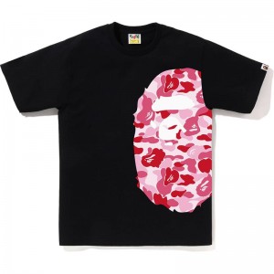 Men Bape Abc Camo Side Big Ape Head Tee T Shirts Black Pink USA | LL6044104