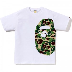 Men Bape Abc Camo Side Big Ape Head Tee T Shirts White Green USA | PT7327737