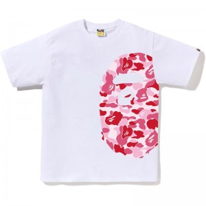 Men Bape Abc Camo Side Big Ape Head Tee T Shirts White Pink USA | YQ1172612