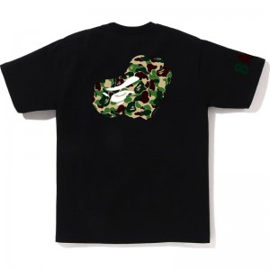 Men Bape Abc Camo Tee T Shirts Black Green USA | CU4711571