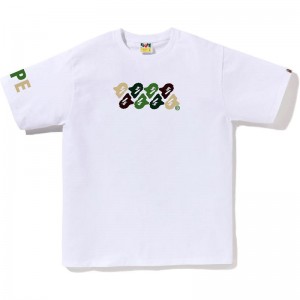 Men Bape Abc Camo Tee T Shirts White Green USA | ZM8420440