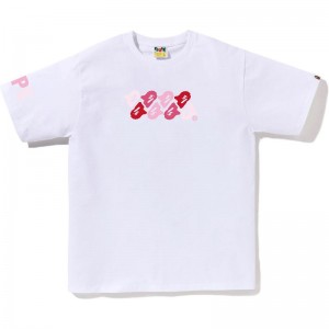 Men Bape Abc Camo Tee T Shirts White Pink USA | NC4104014