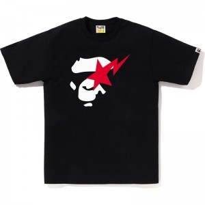 Men Bape Ape Face Sta Tee T Shirts Black USA | BJ4686166