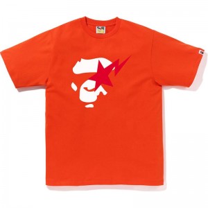 Men Bape Ape Face Sta Tee T Shirts Orange USA | OS5620360