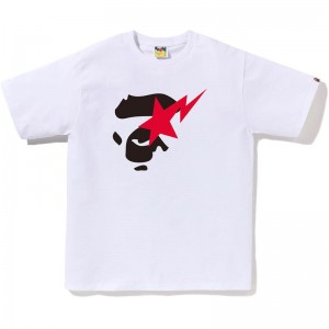 Men Bape Ape Face Sta Tee T Shirts White USA | ZO0916096