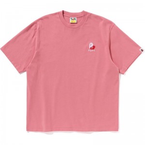 Men Bape Ape Head 2 Point Relaxed Fit Tee T Shirts Pink USA | ID8771671