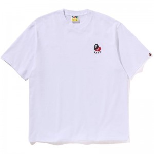 Men Bape Ape Head 2 Point Relaxed Fit Tee T Shirts White USA | KL3826286