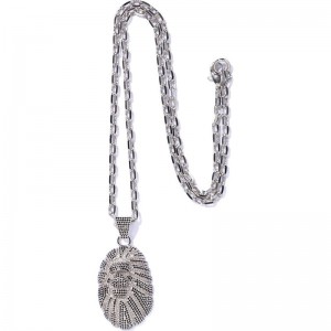 Men Bape Ape Head Crystal Stone Necklace Accessories Black USA | SA2165815