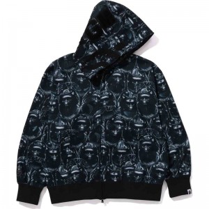 Men Bape Ape Head Graffiti Shark Full Zip Hoodie Relaxed Fit Hoodie Black USA | VK5240120