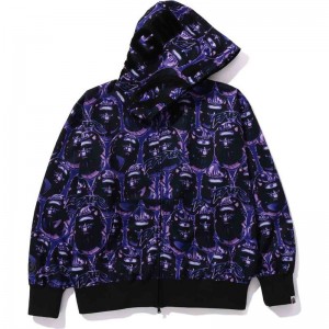 Men Bape Ape Head Graffiti Shark Full Zip Hoodie Relaxed Fit Hoodie Purple USA | OV4037307