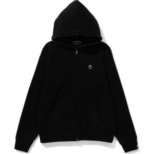 Men Bape Ape Head One Point Full Zip Hoodie Hoodie Black USA | OP6459049