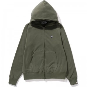 Men Bape Ape Head One Point Full Zip Hoodie Hoodie Olivedrab USA | IT9209529