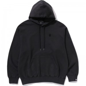 Men Bape Ape Head One Point Garment Dye Pullover Hoodie Hoodie Black USA | GC5998998