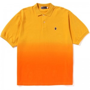 Men Bape Ape Head One Point Gradation Relaxed Fit Polo T Shirts Orange USA | VS2856686