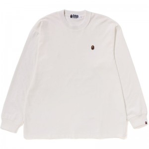 Men Bape Ape Head One Point L/S Tee T Shirts Grey USA | SI7766376
