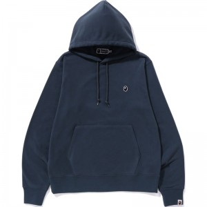 Men Bape Ape Head One Point Pullover Hoodie Hoodie Navy USA | BR7802882