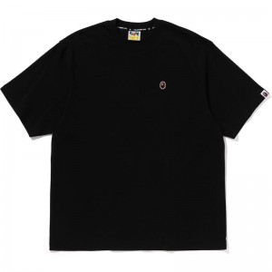 Men Bape Ape Head One Point Relaxed Fit Tee T Shirts Black USA | VF2927097